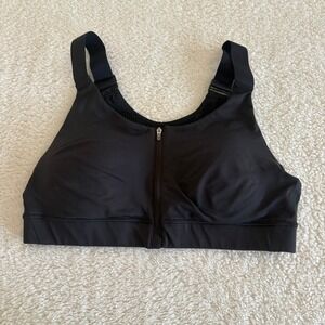 Outdoor Voices Zip Front Sports Bra Women's L‎ B/C Black High Support Activewear